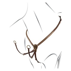 Pettorale con forchetta in pelle conciata con clincher in ottone