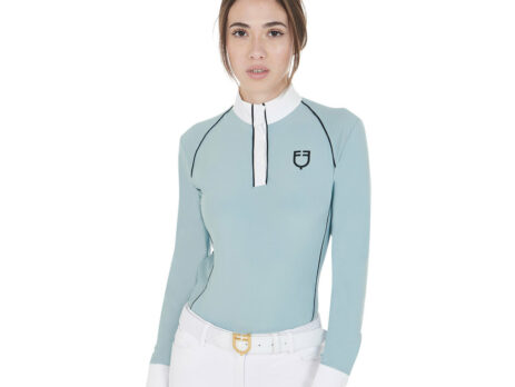 WOMEN'S COMPETITION POLO SHIRT LS MESH INSERT