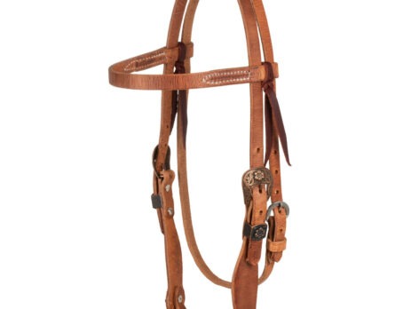 COPPER FLORAL BUCKLE WITH CROSS CONCHO WESTERN BRIDLE