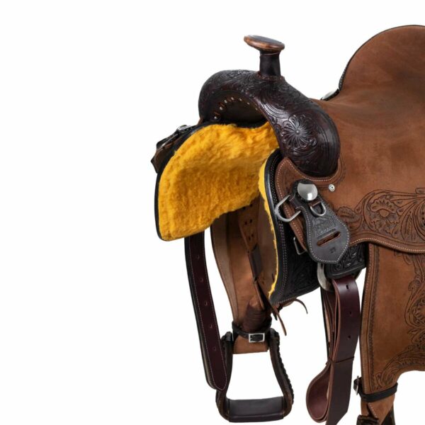 Coppia Staffe Western In Pelle Lavorata A Mano &ndash; Ridex Floreale Per Sella Cavallo