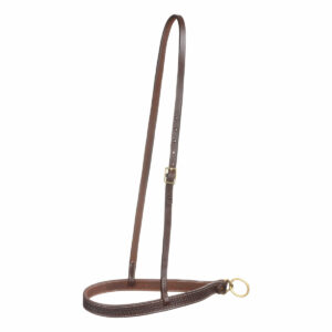 Abbassatesta a un orecchio in cuoio con fibbie in ottone